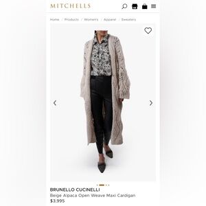 Brunello Cucinelli Cream Alpaca Maxi Cardigan